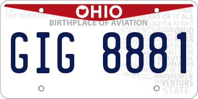 OH license plate GIG8881