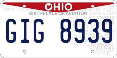 OH license plate GIG8939