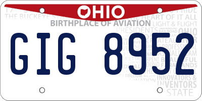 OH license plate GIG8952