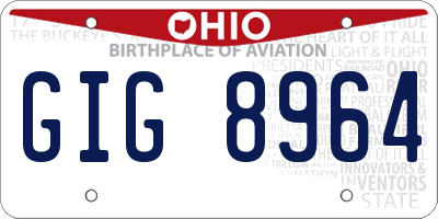 OH license plate GIG8964