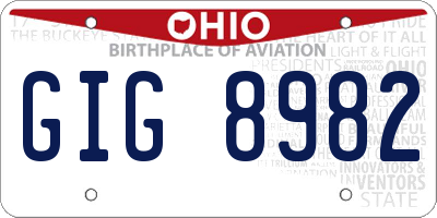 OH license plate GIG8982