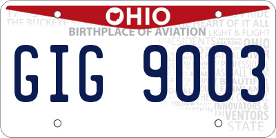 OH license plate GIG9003