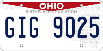 OH license plate GIG9025