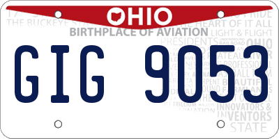 OH license plate GIG9053