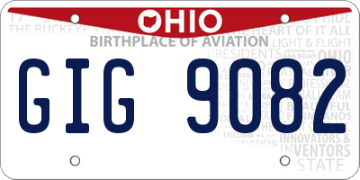 OH license plate GIG9082