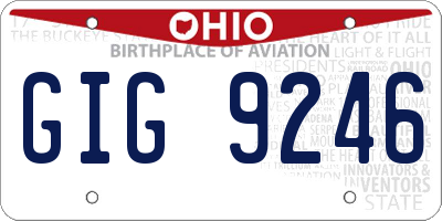 OH license plate GIG9246