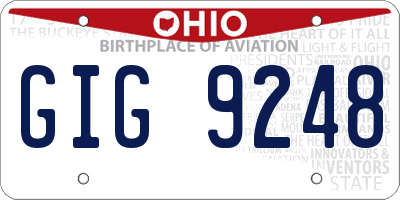 OH license plate GIG9248