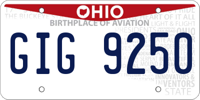 OH license plate GIG9250