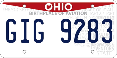 OH license plate GIG9283