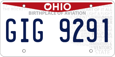 OH license plate GIG9291