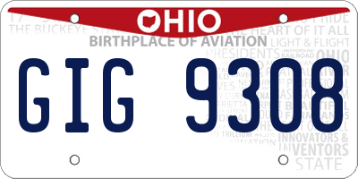 OH license plate GIG9308