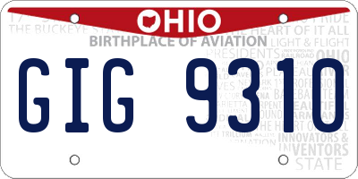 OH license plate GIG9310