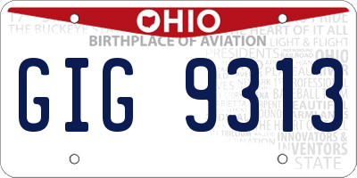 OH license plate GIG9313