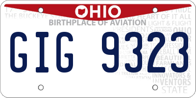 OH license plate GIG9323