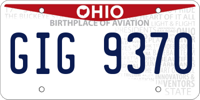 OH license plate GIG9370