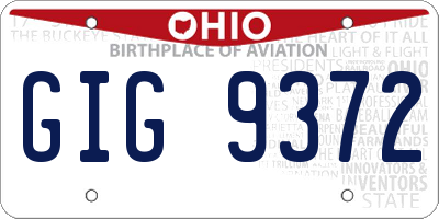 OH license plate GIG9372