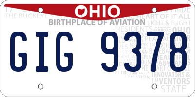 OH license plate GIG9378