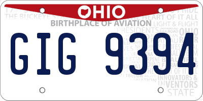 OH license plate GIG9394