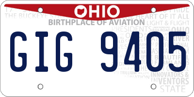 OH license plate GIG9405