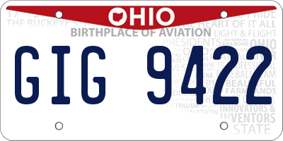 OH license plate GIG9422