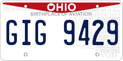 OH license plate GIG9429