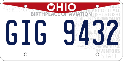 OH license plate GIG9432