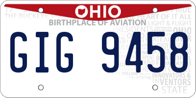 OH license plate GIG9458