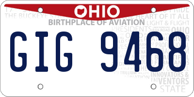 OH license plate GIG9468