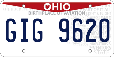 OH license plate GIG9620