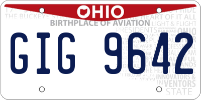 OH license plate GIG9642