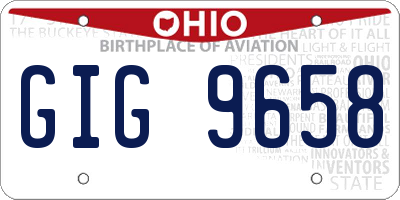 OH license plate GIG9658