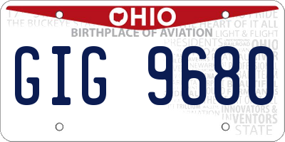 OH license plate GIG9680