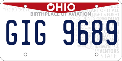 OH license plate GIG9689