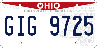 OH license plate GIG9725
