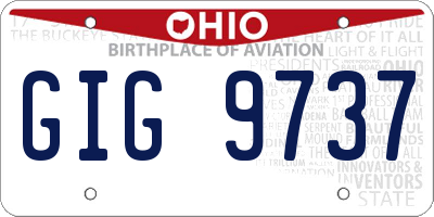 OH license plate GIG9737