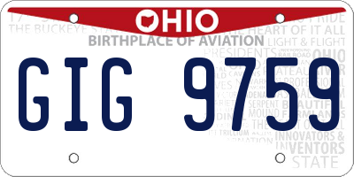 OH license plate GIG9759