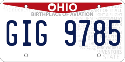 OH license plate GIG9785