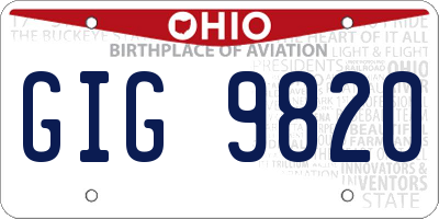 OH license plate GIG9820