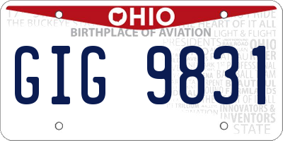 OH license plate GIG9831