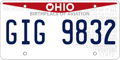 OH license plate GIG9832