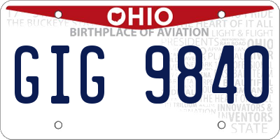 OH license plate GIG9840