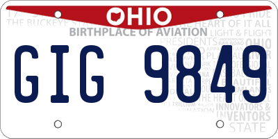 OH license plate GIG9849