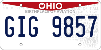 OH license plate GIG9857