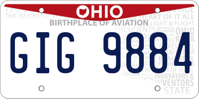 OH license plate GIG9884
