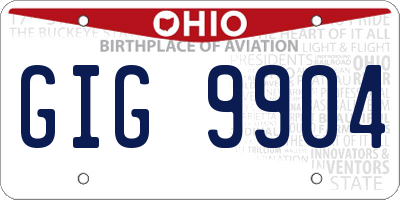 OH license plate GIG9904