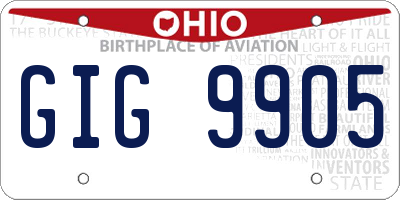 OH license plate GIG9905