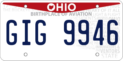 OH license plate GIG9946