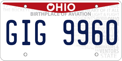 OH license plate GIG9960