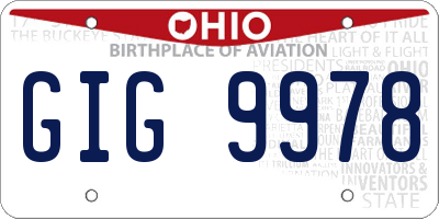 OH license plate GIG9978