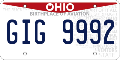 OH license plate GIG9992